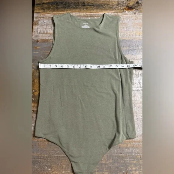Nuuds Olive Green crewneck tank Bodysuit - Picture 5 of 6